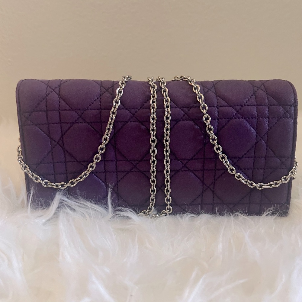 Lady Dior Purple Pouch With Chain